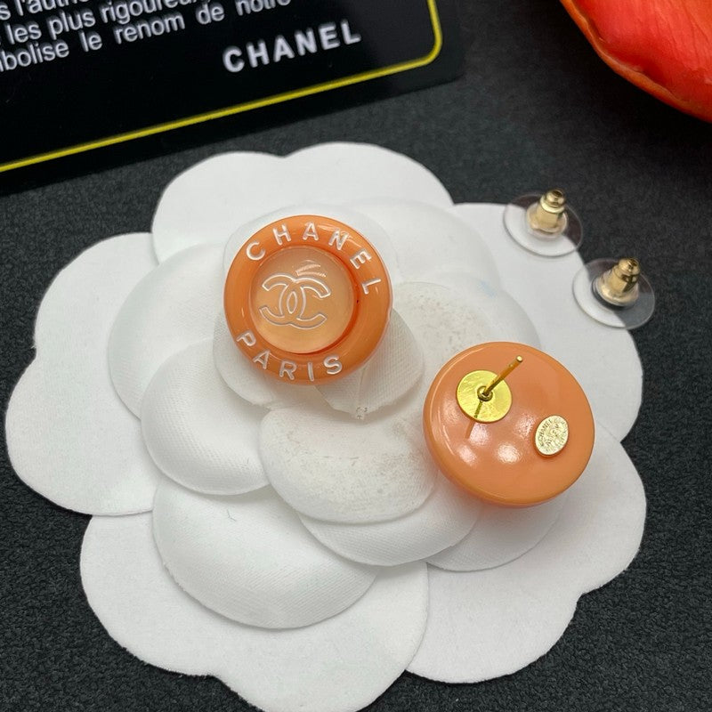 18K Chanel Orange Round Earrings