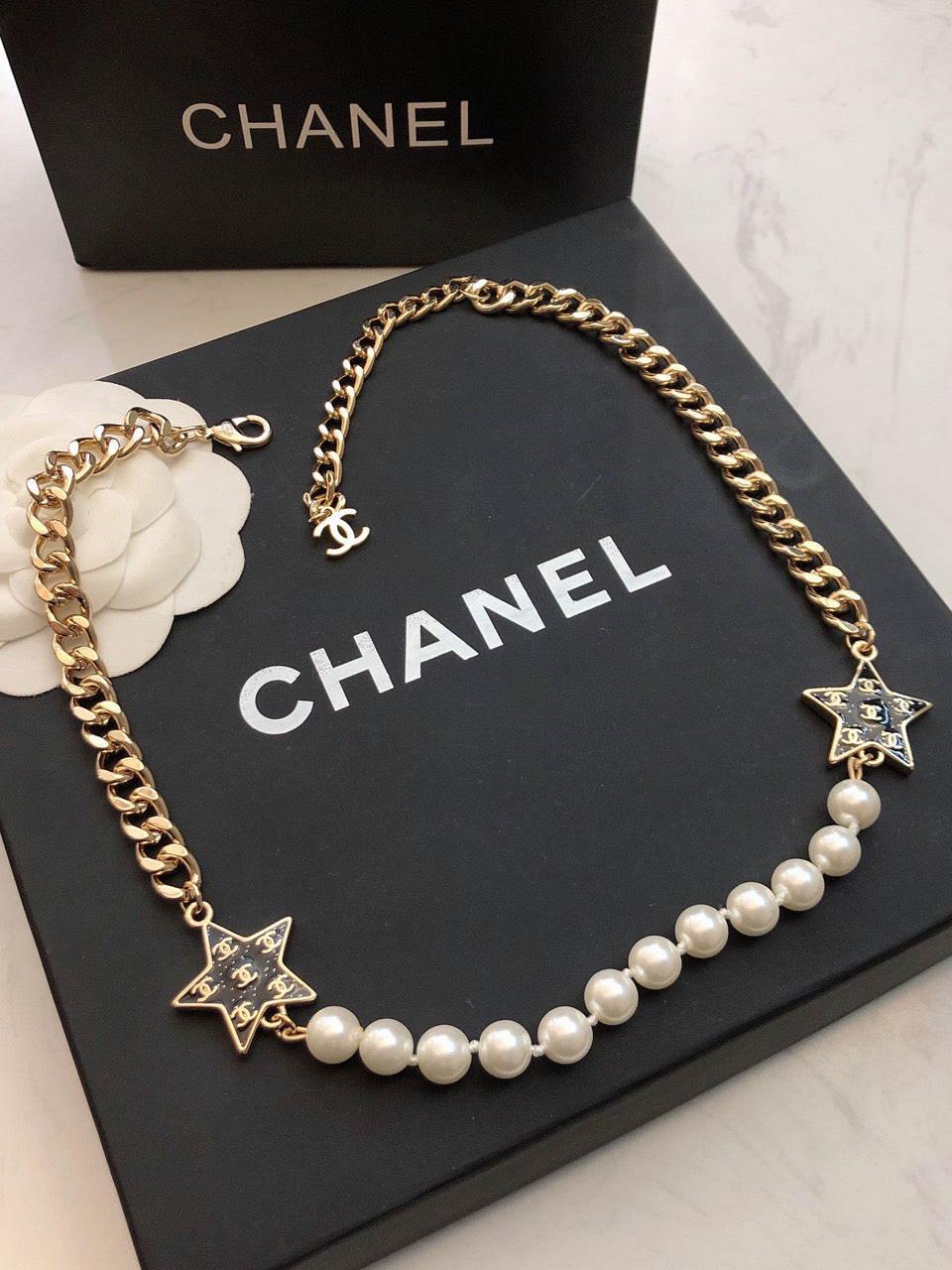 18K Chanel Star Pearls Necklace
