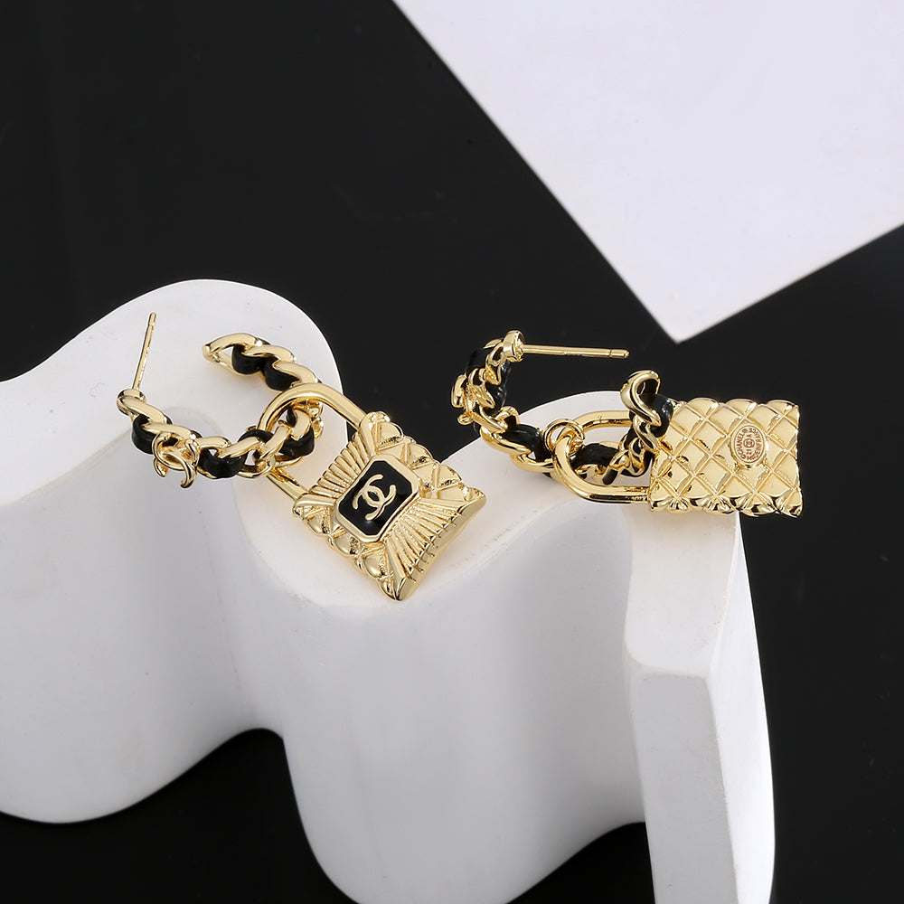 18K Chanel Lock Earrings
