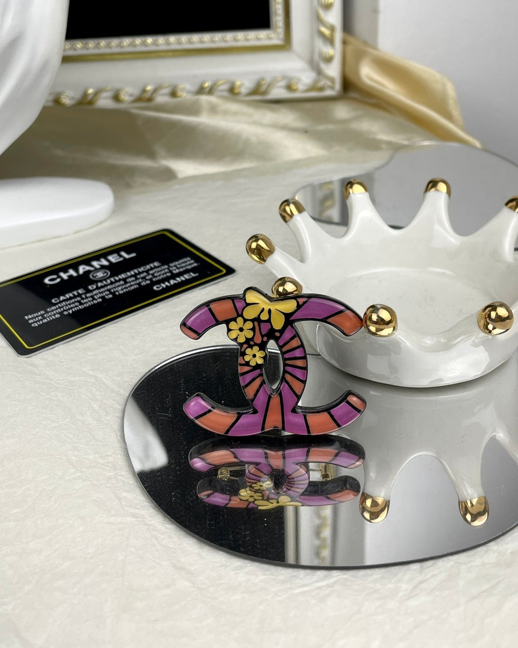 18K Chanel Pink Resin Brooch