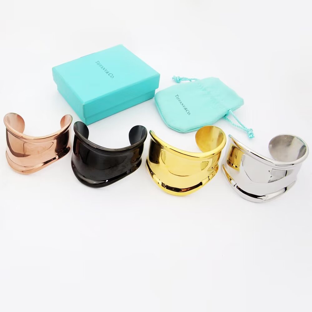 18K Tiffany & Co. Elsa Peretti Small Bone Cuff Black Bracelet