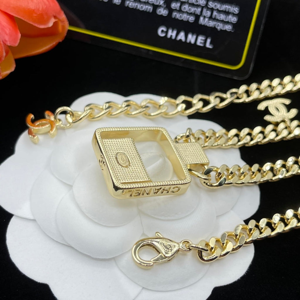 18K Chanel Bag Pendant Chain Necklace