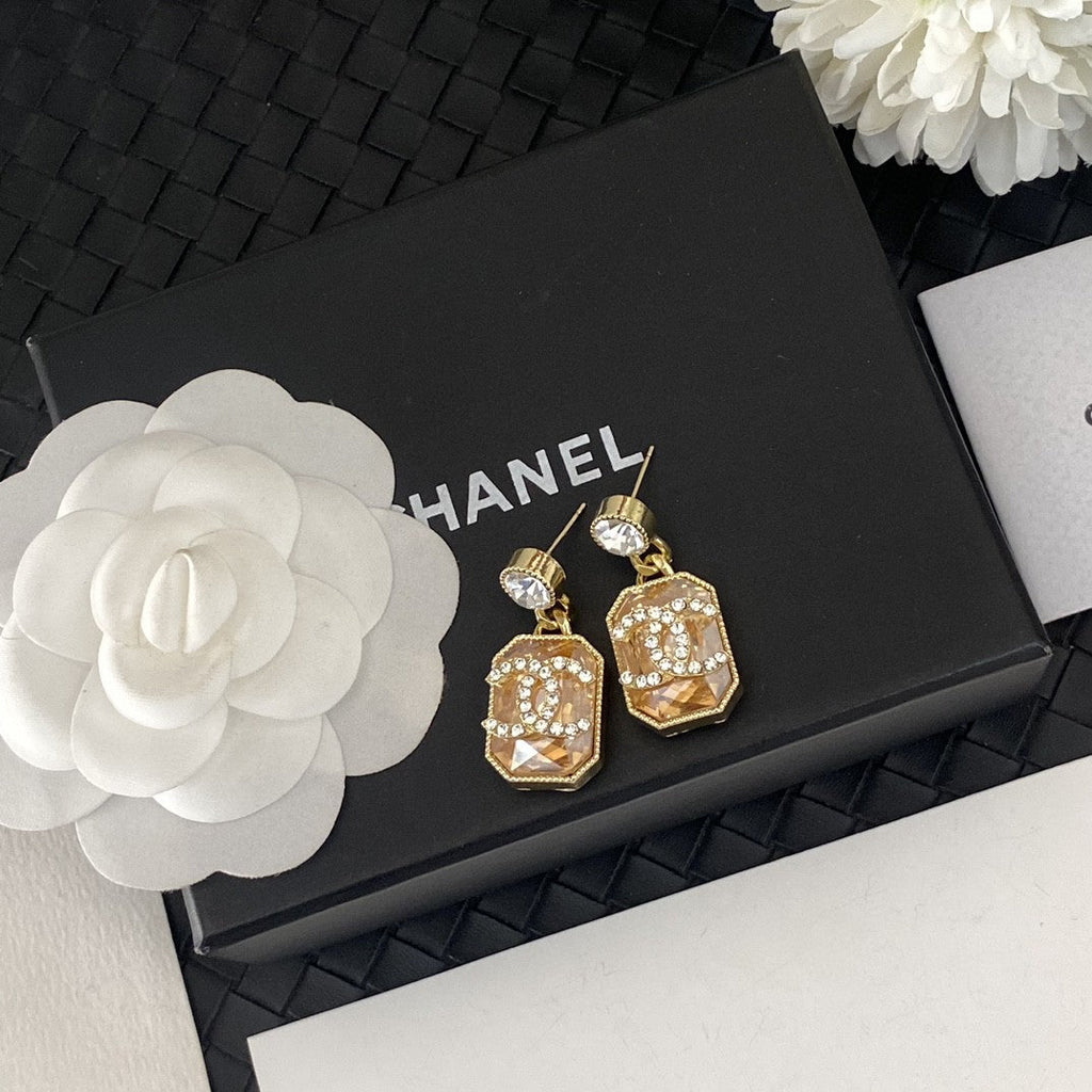 18K Chanel Crystals Earrings