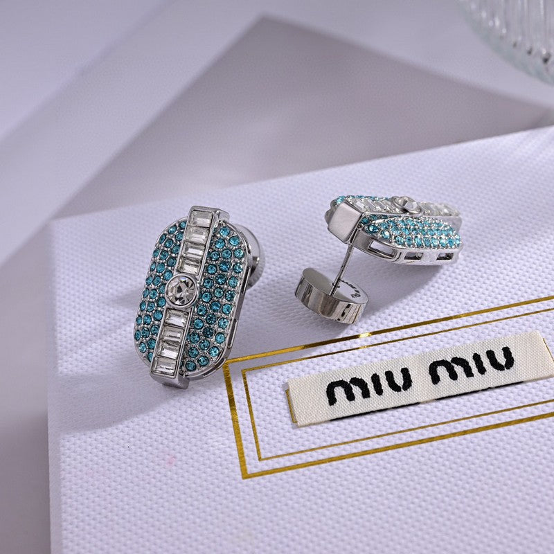 18K Miu Miu Green Crystals Earrings