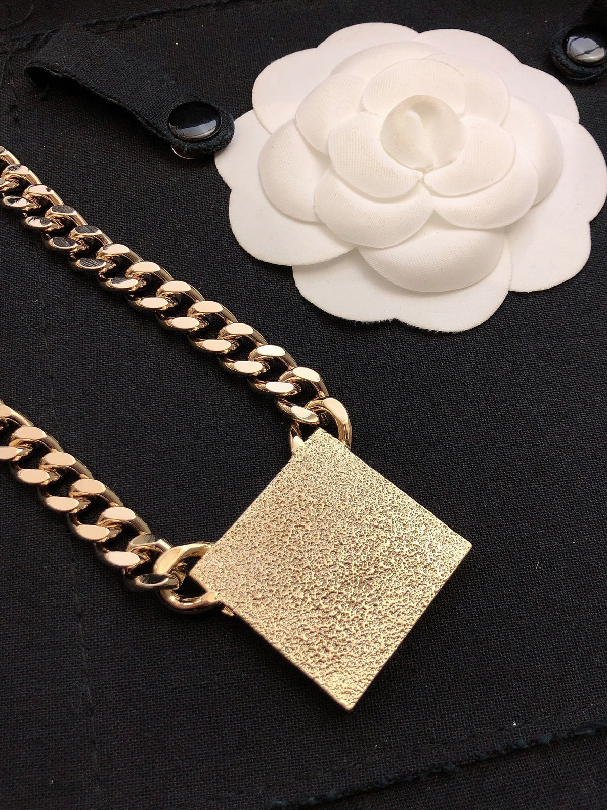 18K Chanel Pink Logo Chain Necklace