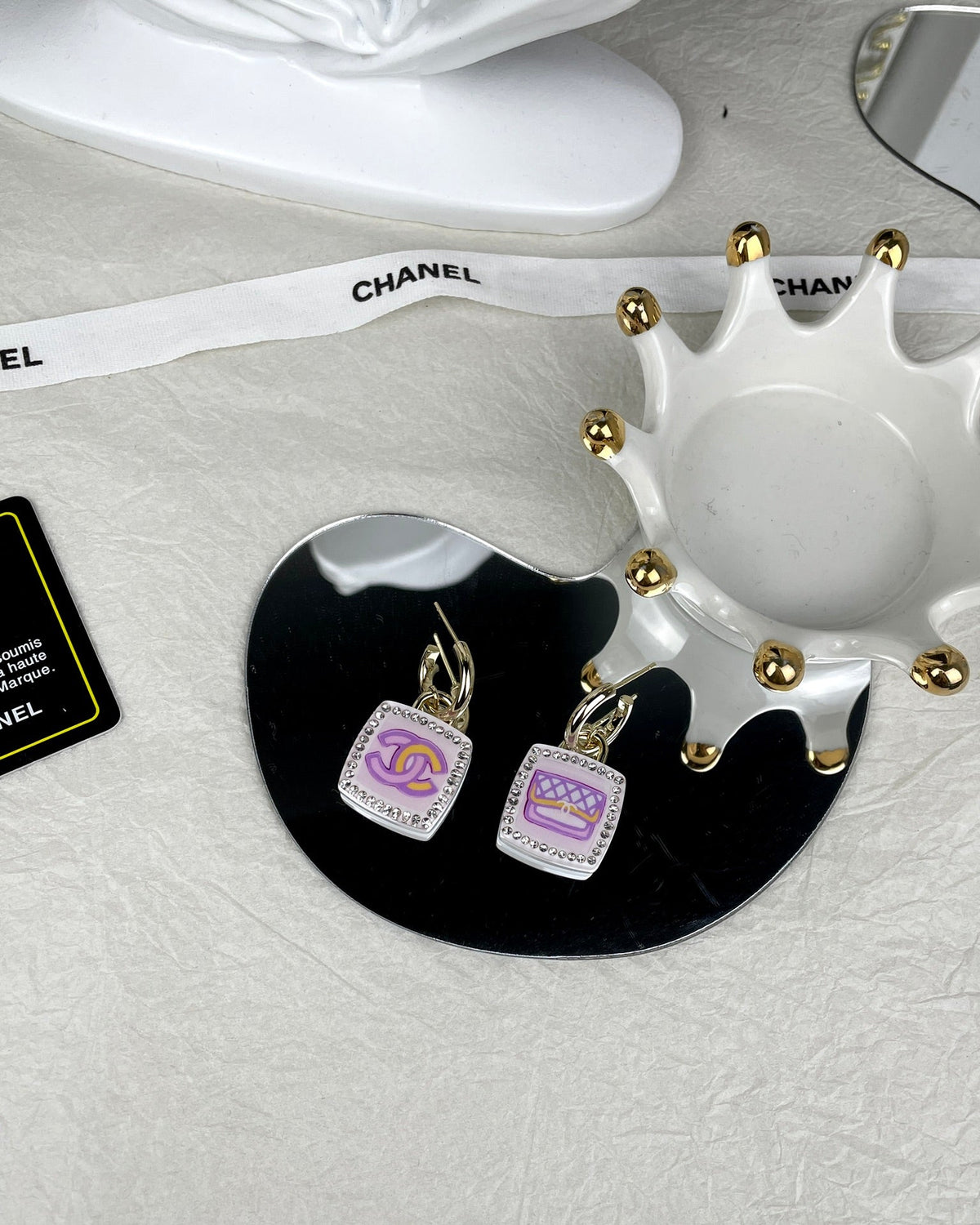 18K Chanel Pink Bottle Earrings