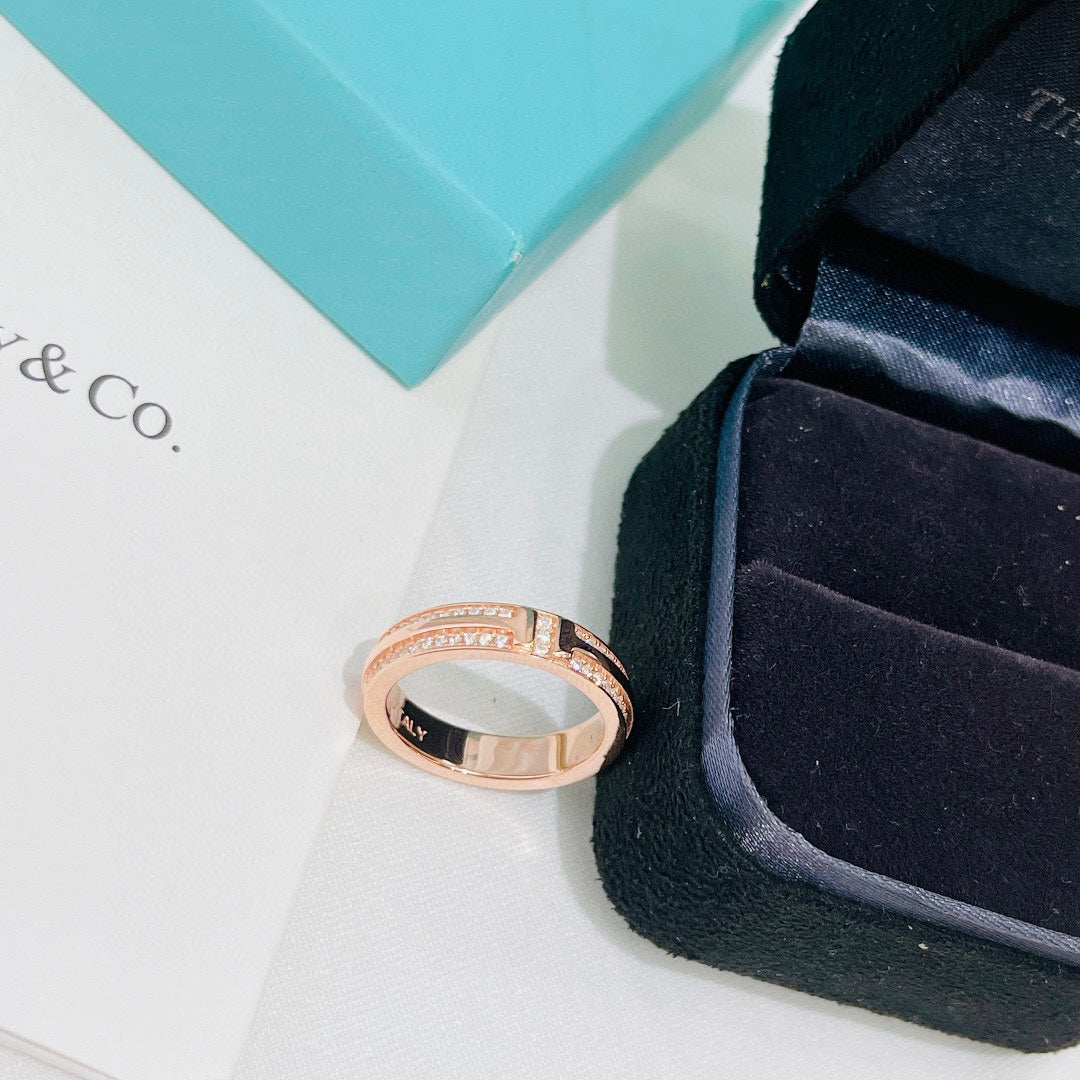 18K Tiffany & Co. Narrow Pave Diamond Ring