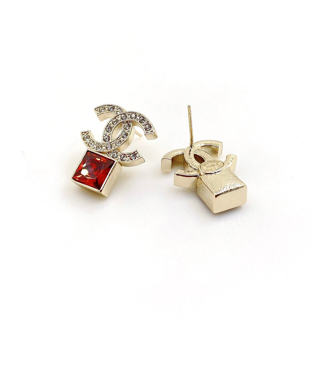 18K Chanel Red Crystal Earrings