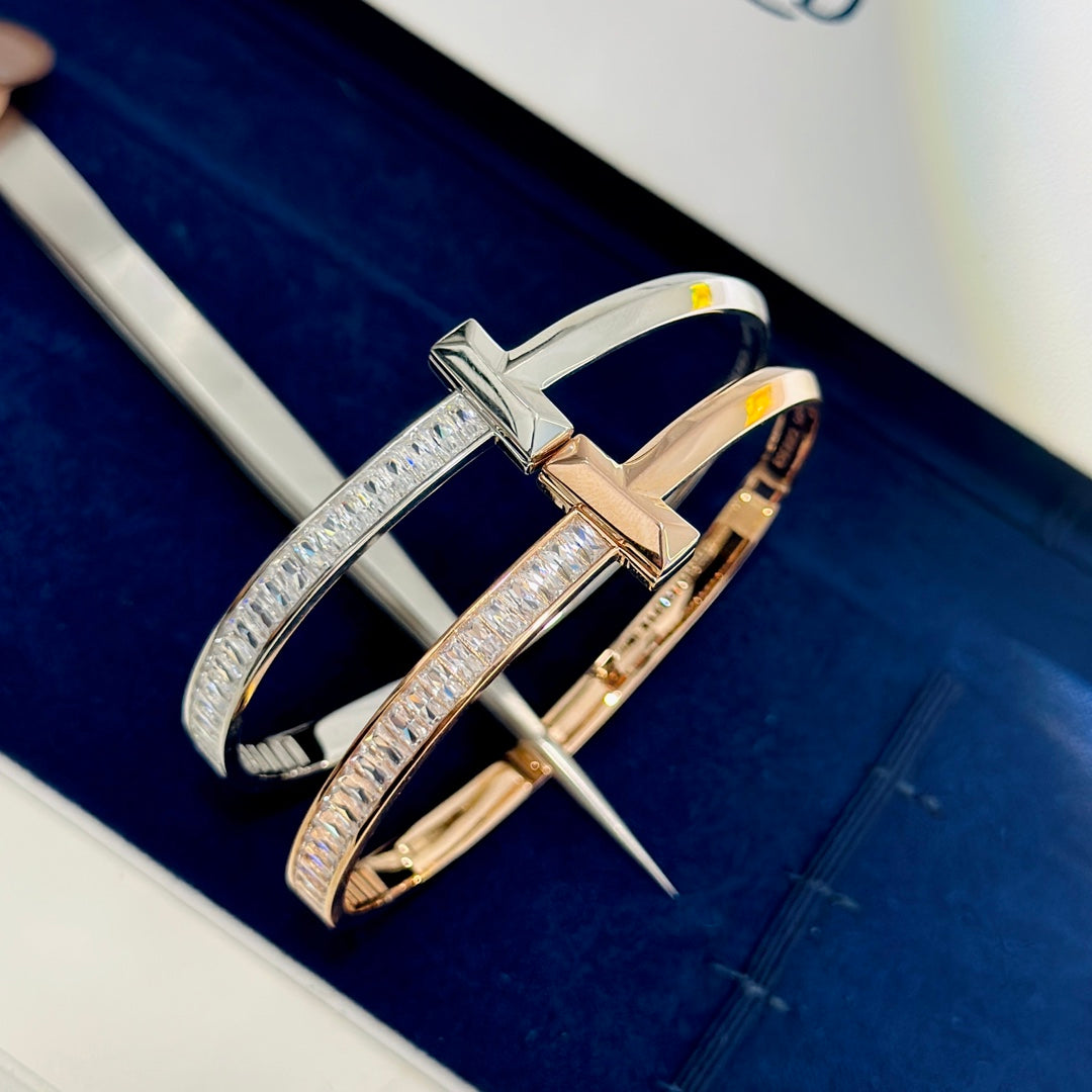 18K Tiffany & Co. T1 Wide Diamond Hinged Bracelet