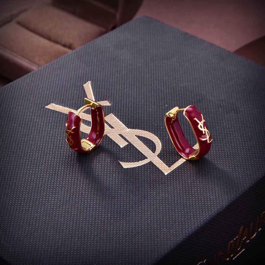 18K Saint Laurent Red Earrings