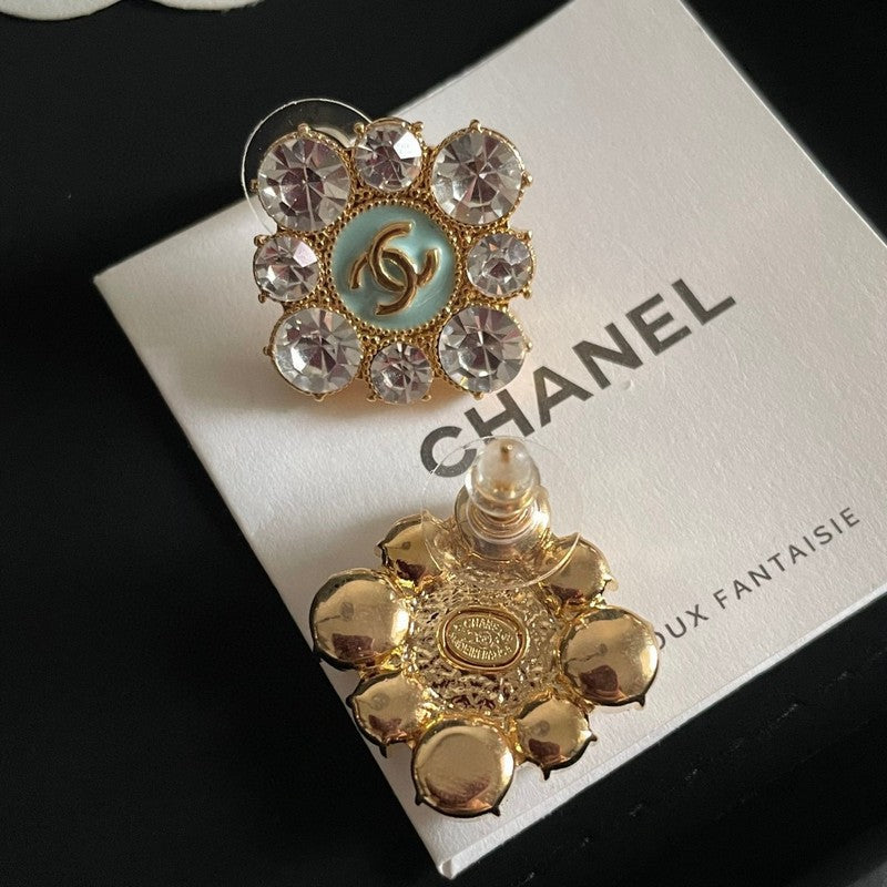 18K Chanel Color Flower Diamond Earrings