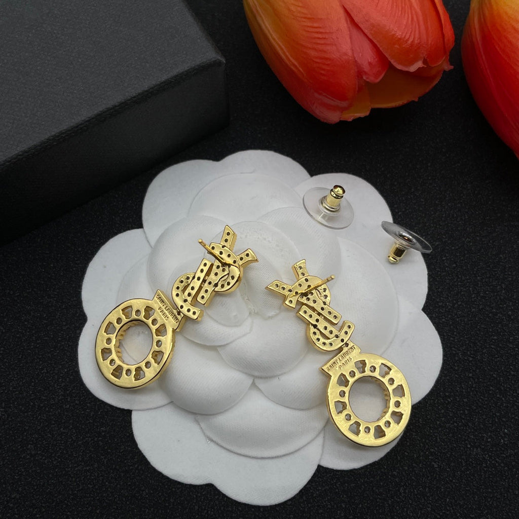 18K Saint Laurent YSL Diamonds Earrings