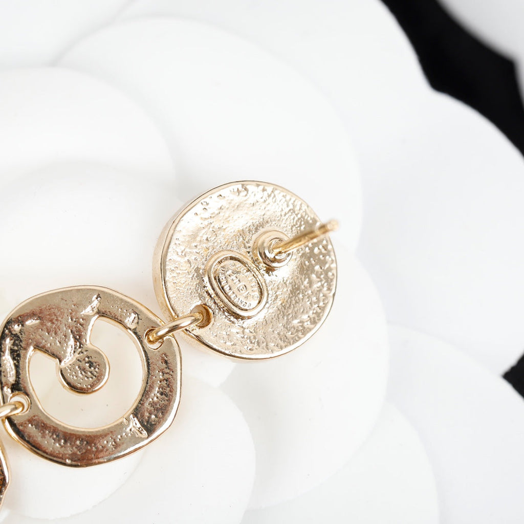 18K Chanel Script Pendant Earrings