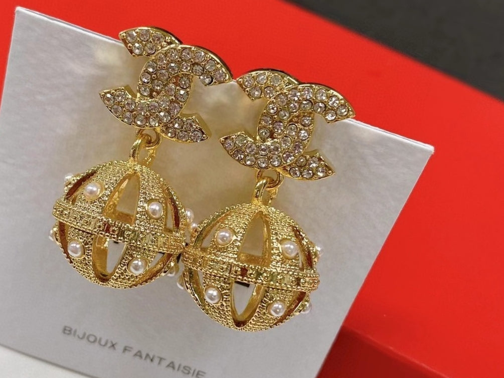 18K Chanel Ball Drop Earrings
