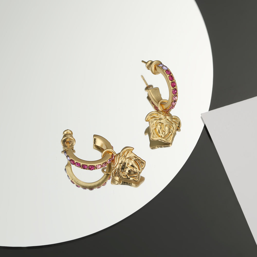 18K Versace Pink Crystals Earrings