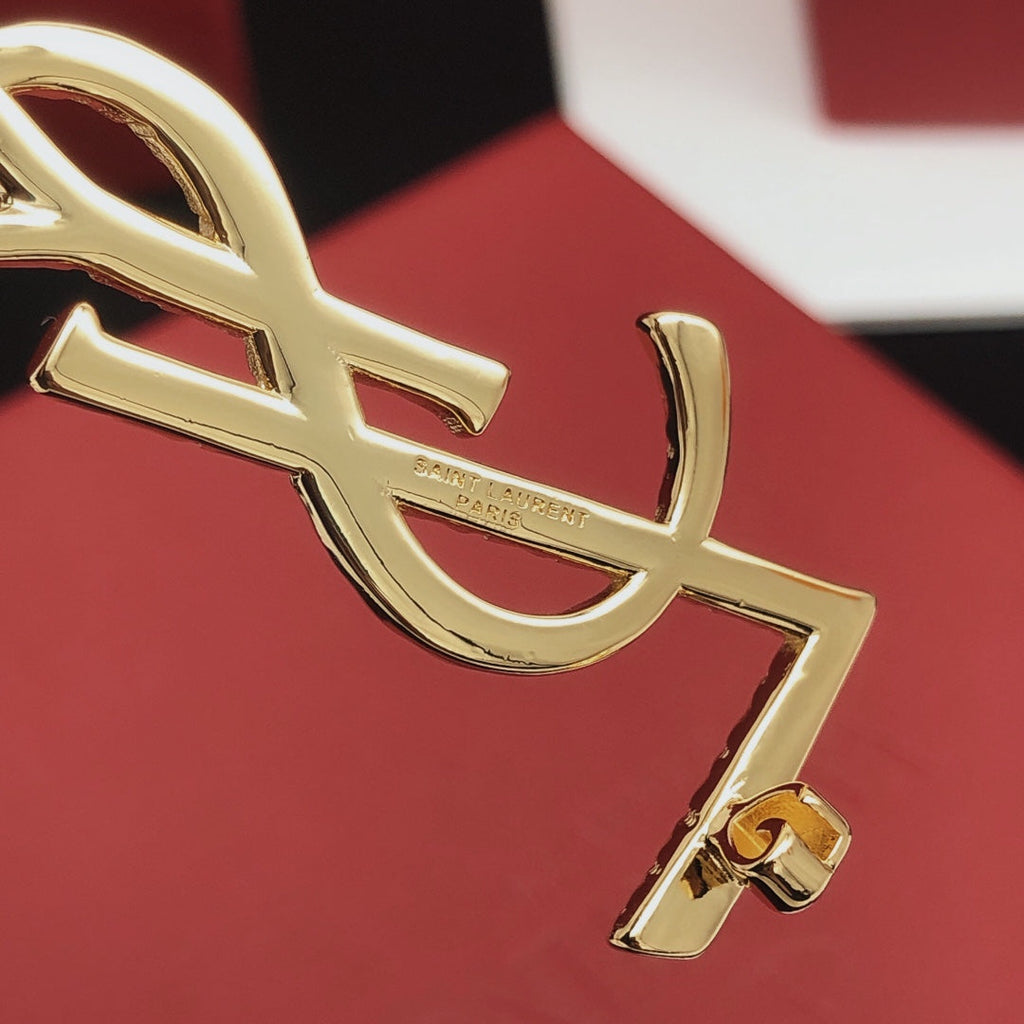 18K Saint Laurent YSL Gold Brooch