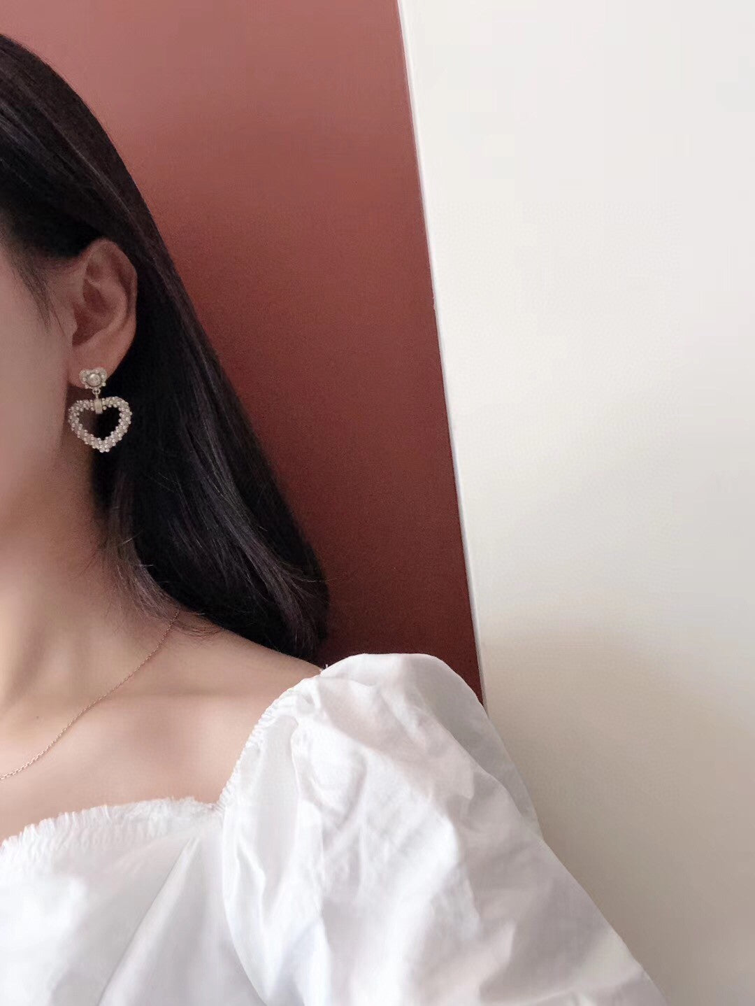 18K Chanel Heart Pendant Earrings