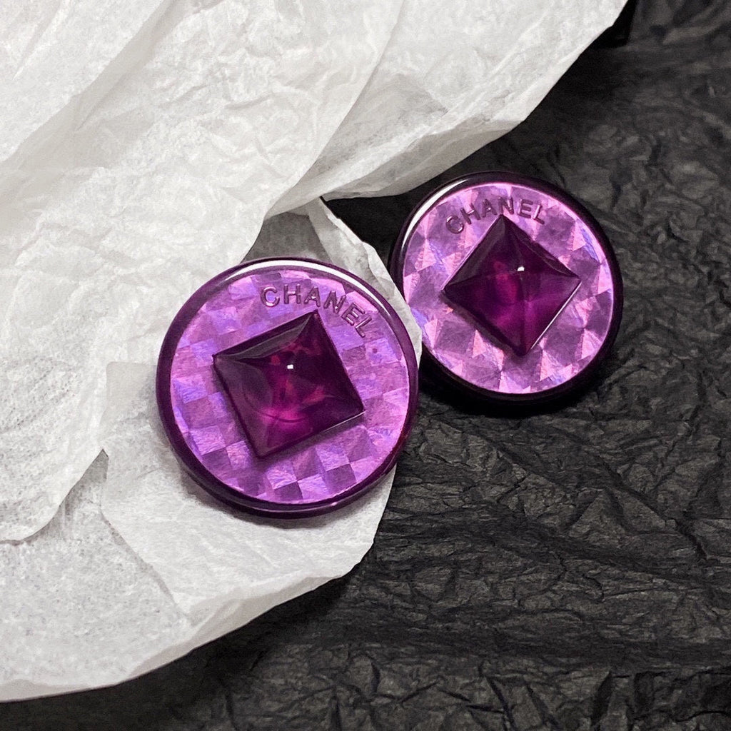 18K Vintage Chanel Purple Earrings