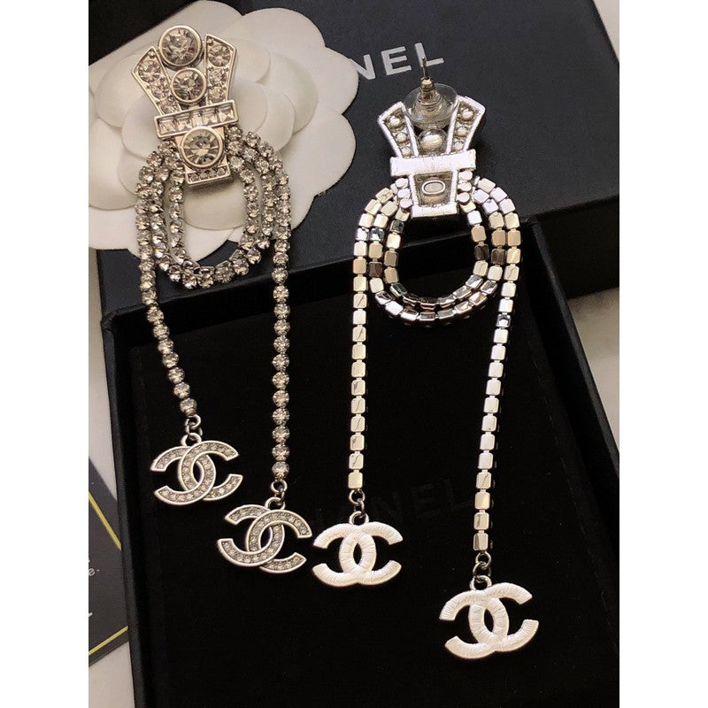 18K Chanel Tassel Crystal Earrings