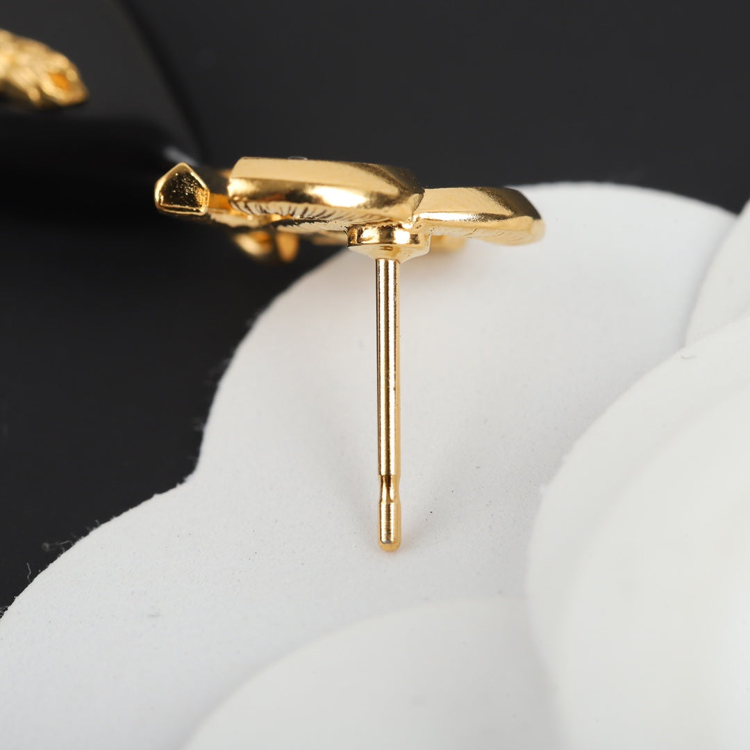 18K Chanel Camellia Pendant Earrings