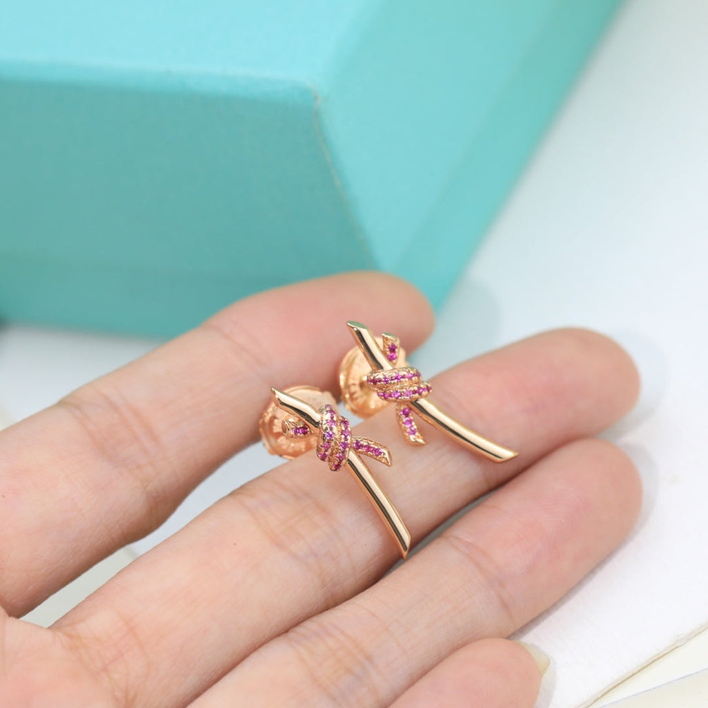 18K Tiffany & Co. Knot Pink Diamonds Earrings