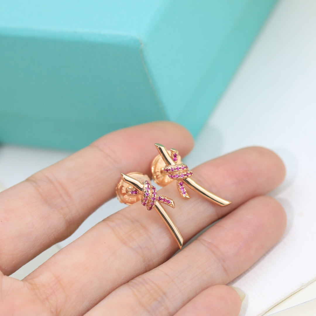 18K Tiffany & Co. Knot Pink Diamonds Earrings