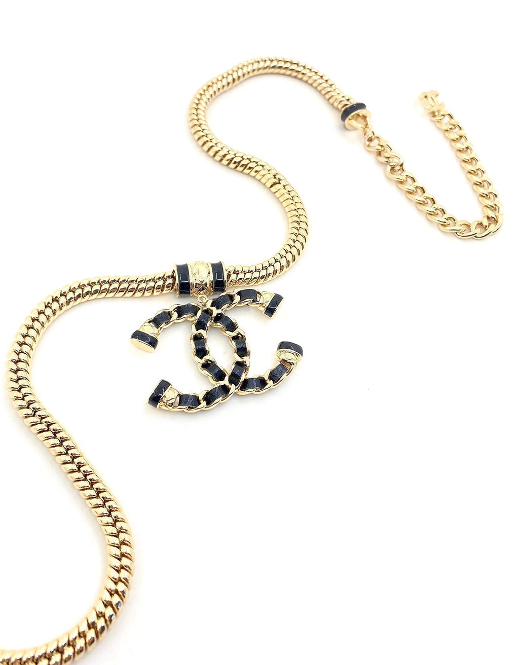 18K Chanel Leather Chain Necklace