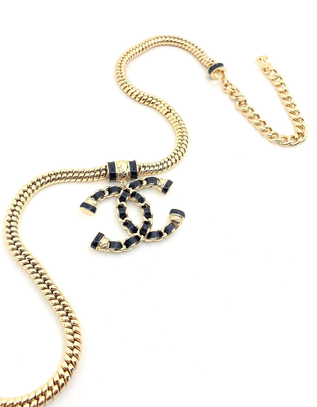 18K Chanel Leather Chain Necklace