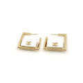 18K Chanel White Bag Pendant Earrings