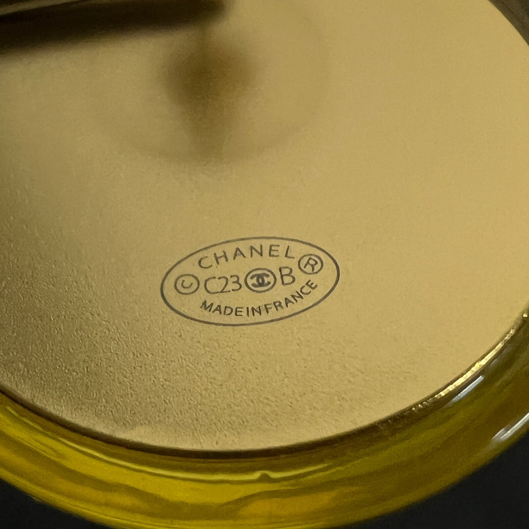 18K Vintage Chanel Yellow Crystal Earrings
