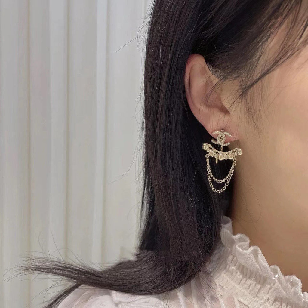 18K Chanel Chain Earrings