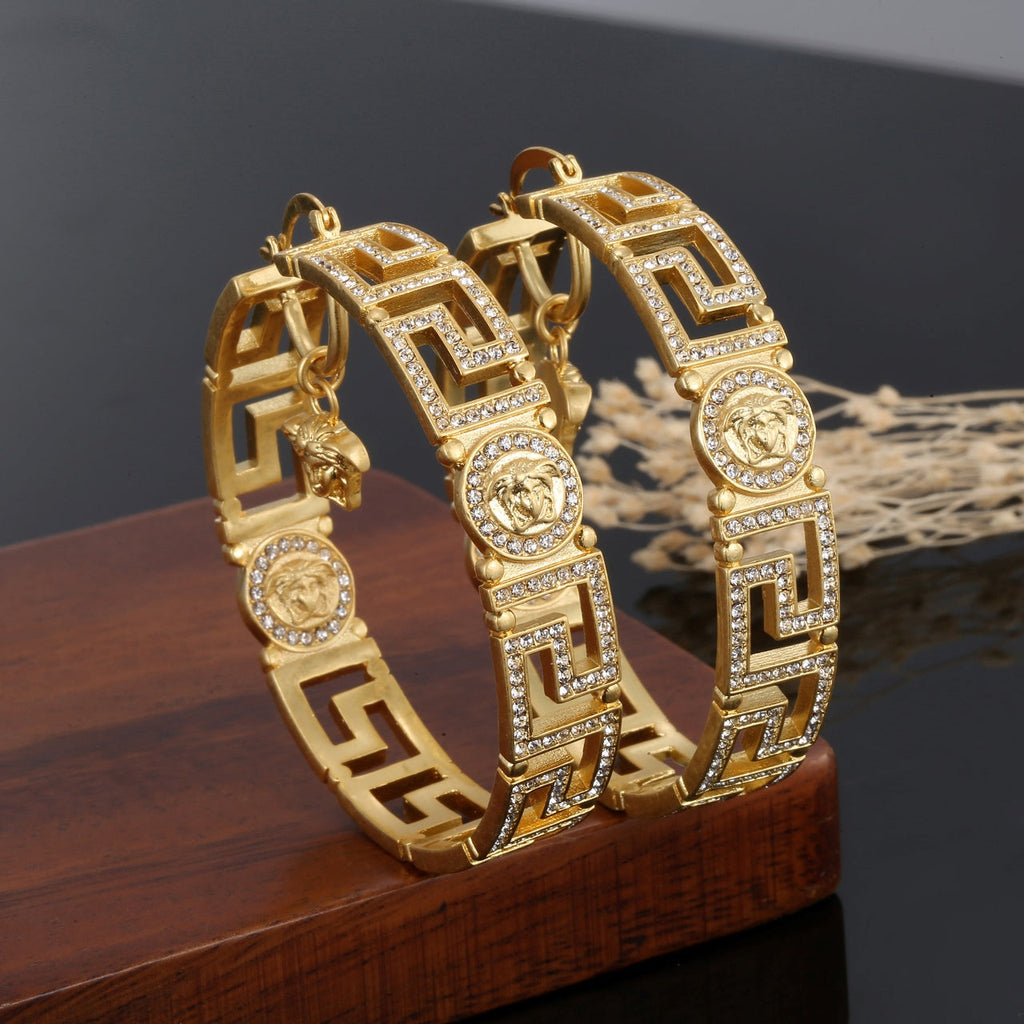 18K Versace Round Crystals Earrings