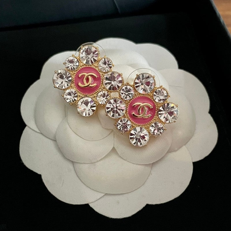 18K Chanel Color Flower Diamond Earrings