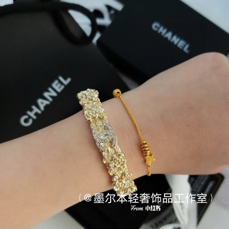 18K Chanel Flower Diamond Cuff Bracelet