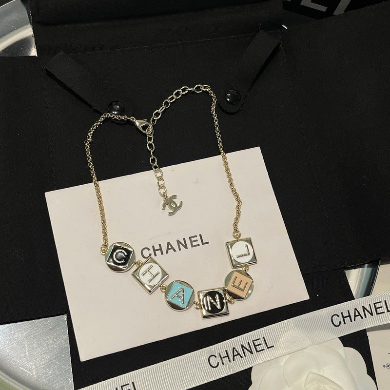 18K Chanel Color Logo Choker Necklace