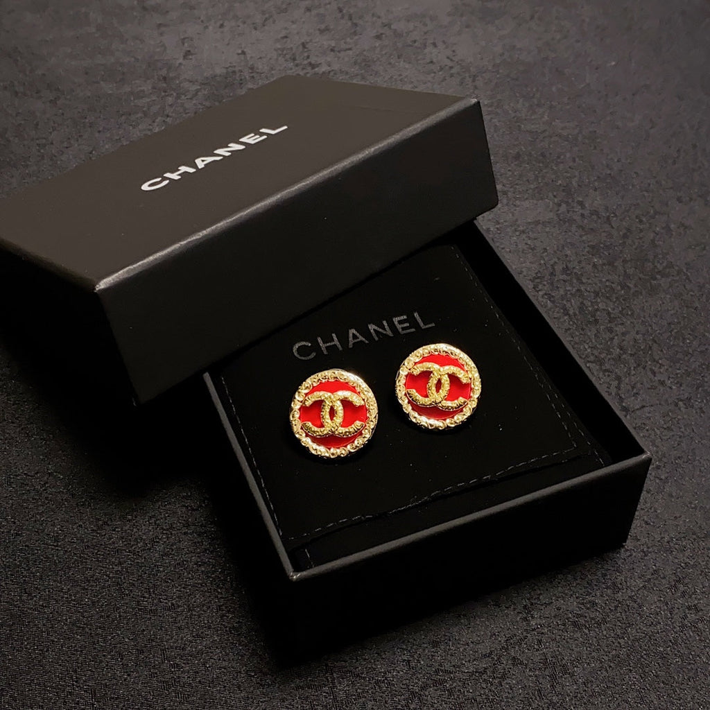 18K Chanel Black & Red Earrings