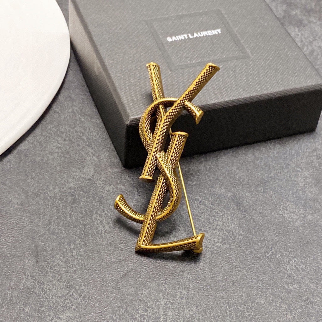 18K Saint Laurent YSL Classic Brooch