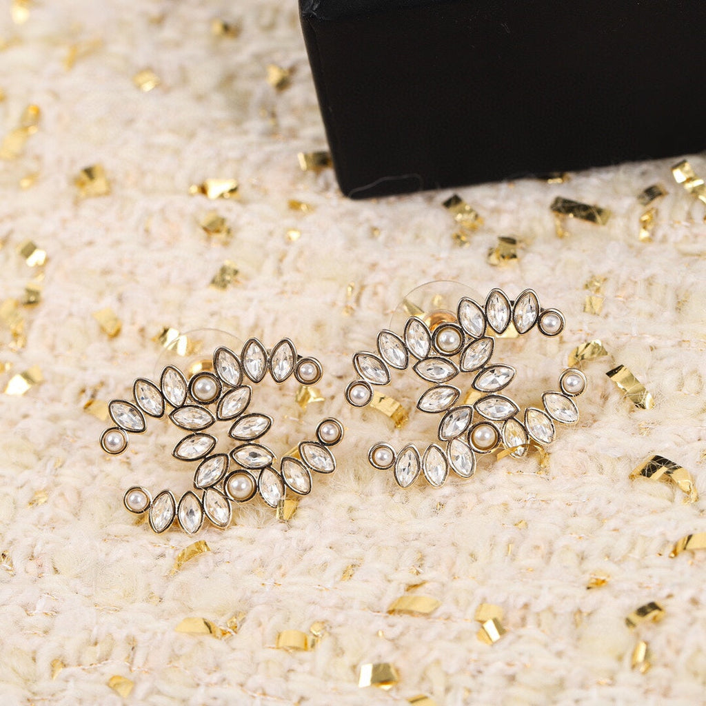 18K Chanel Crystal Earrings