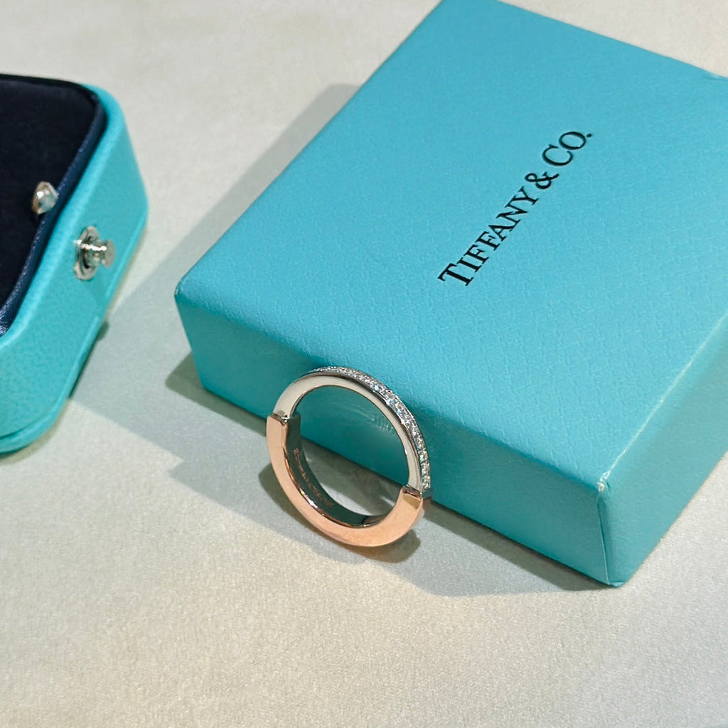 18K Tiffany & Co. Lock Diamond Rose Gold Ring