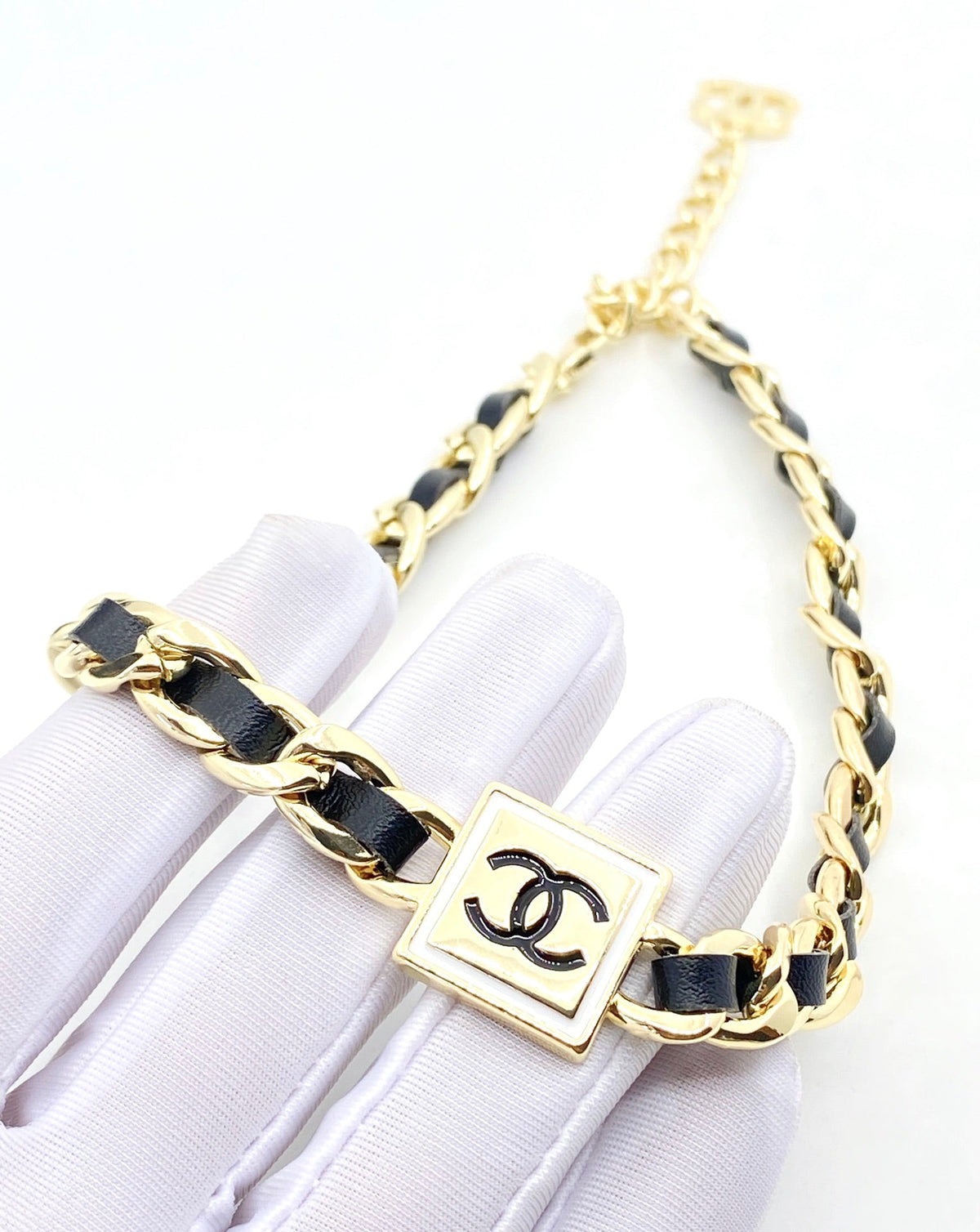 18K Chanel Leather Necklace