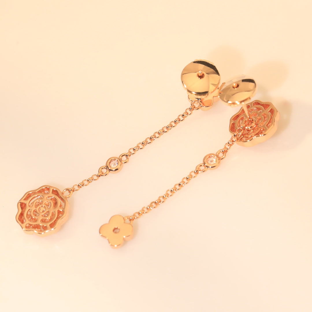 18K Chanel Camellia Earrings