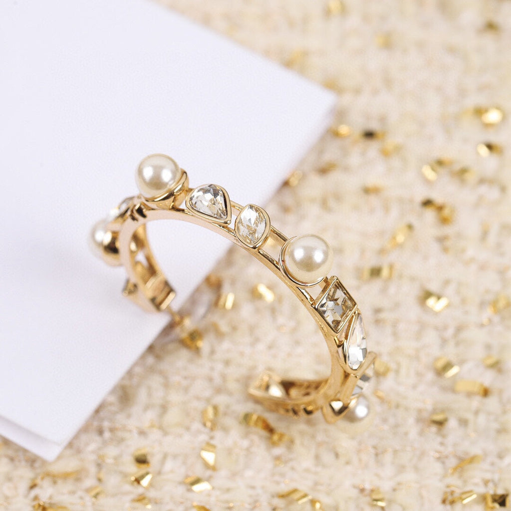 18K Chanel Pearl Crystal Earrings