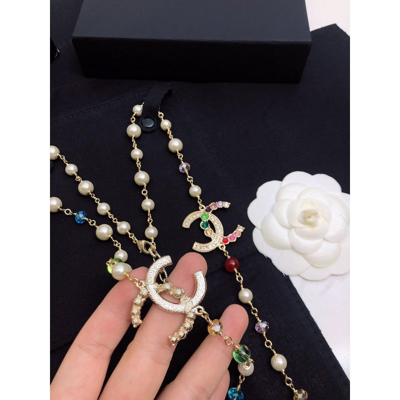 18K Chanel Color Long Pearl Necklace