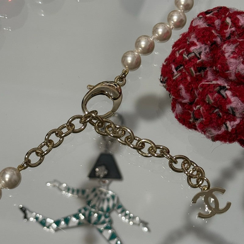 18K Chanel Red Crystal Pearl Choker Necklace