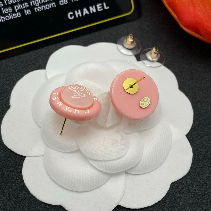 18K Chanel Pink Round Earrings
