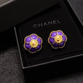 18K Chanel Purple Flowers Earrings