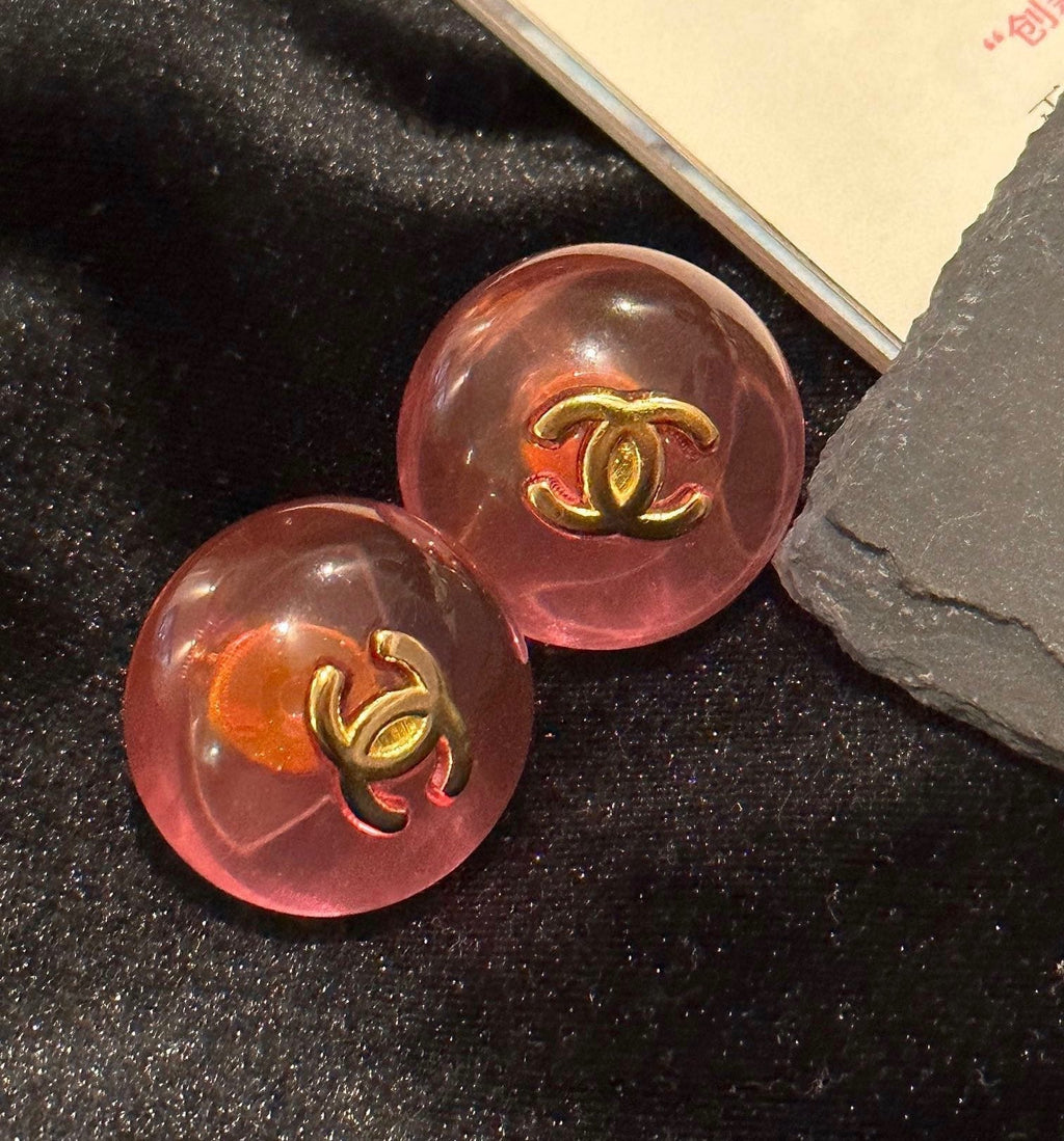 18K Chanel Pink Crystal Earrings
