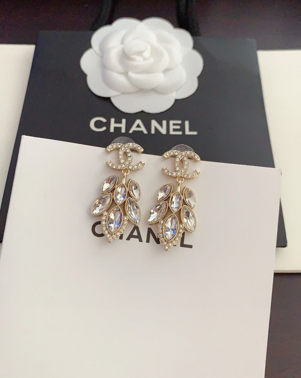 18K Chanel Crystals Pendant Earrings
