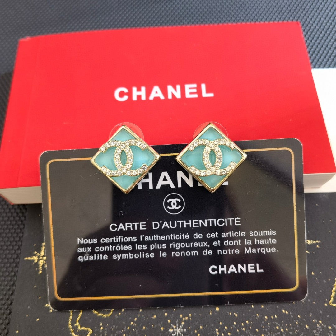18K Chanel Blue Resin Earrings