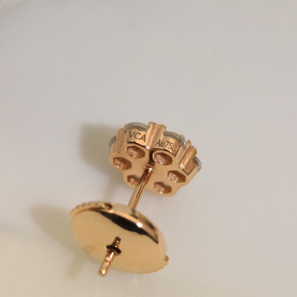 18K Van Cleef & Arpels Flower Crystal Earrings